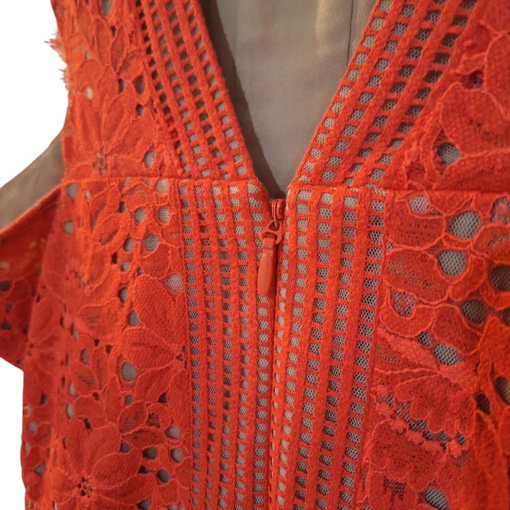 BCBG Red Cut Out Ruffled Mini Dress - Picture 5 of 6